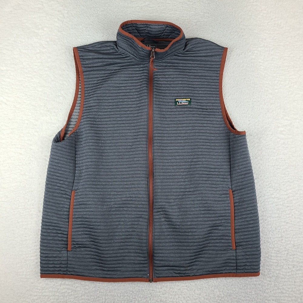 L L Bean Sweater Vest Mens XL Tall Dark Gray Slightly Fitted Full Zip Quilted